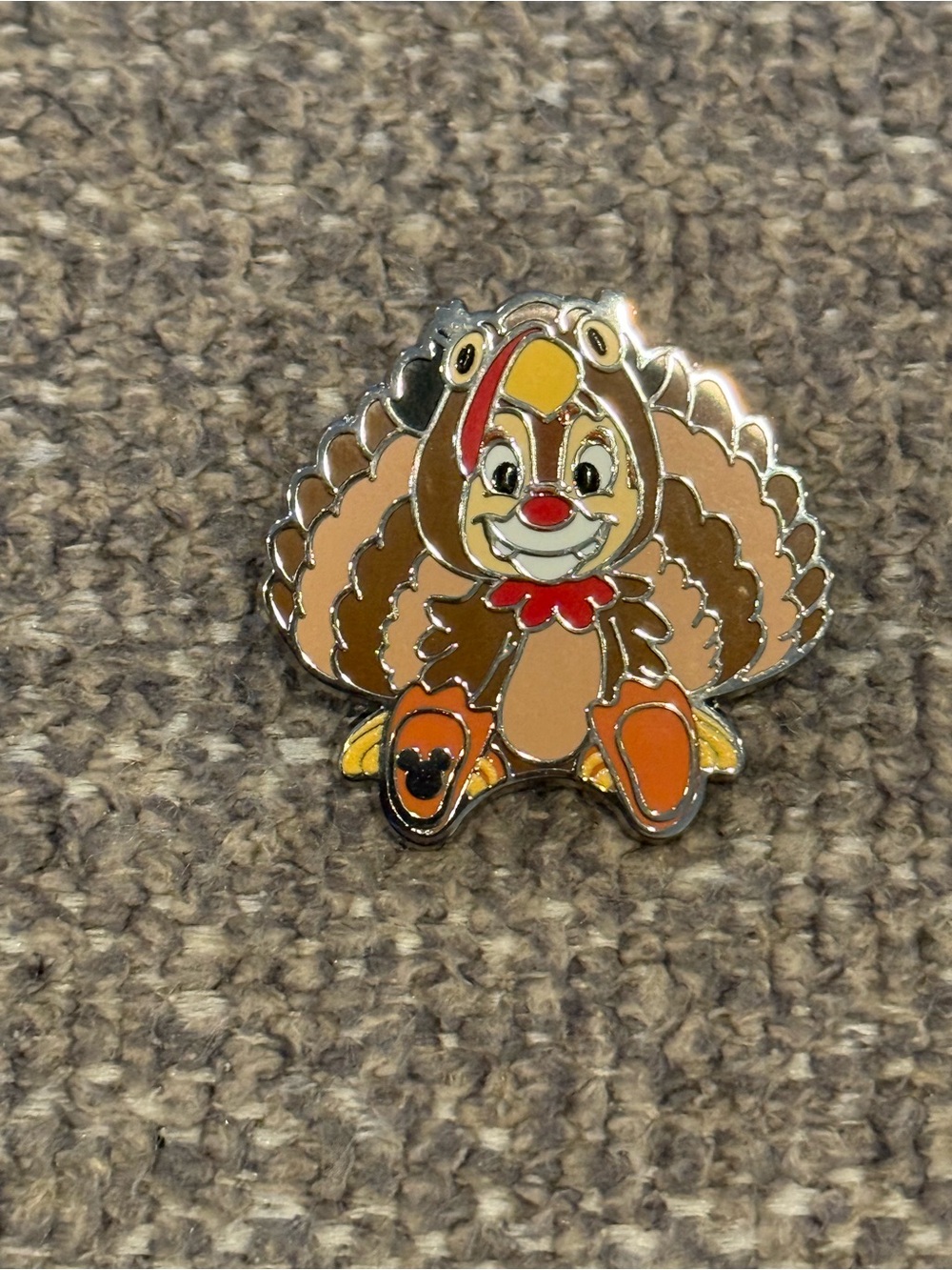 Disney Brown Turkey Enamel Pet Toy Pin with Red and Orange Accents